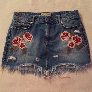 Free People “Wild Rose” Denim Skirt (NEVER WORN)